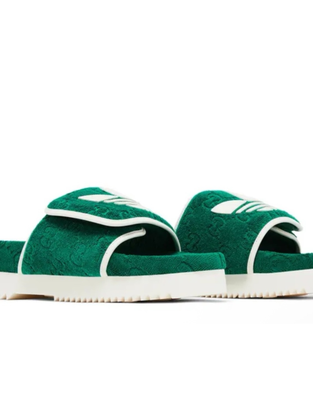 Gucci X Adidas, limited edition, pool slides, GG monogram size 11 Italy